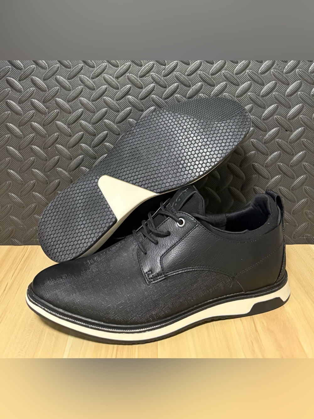 ALDO Dress Shoes Black Oxford Derby Lawson Faux Leather Sneaker Mens Size 9